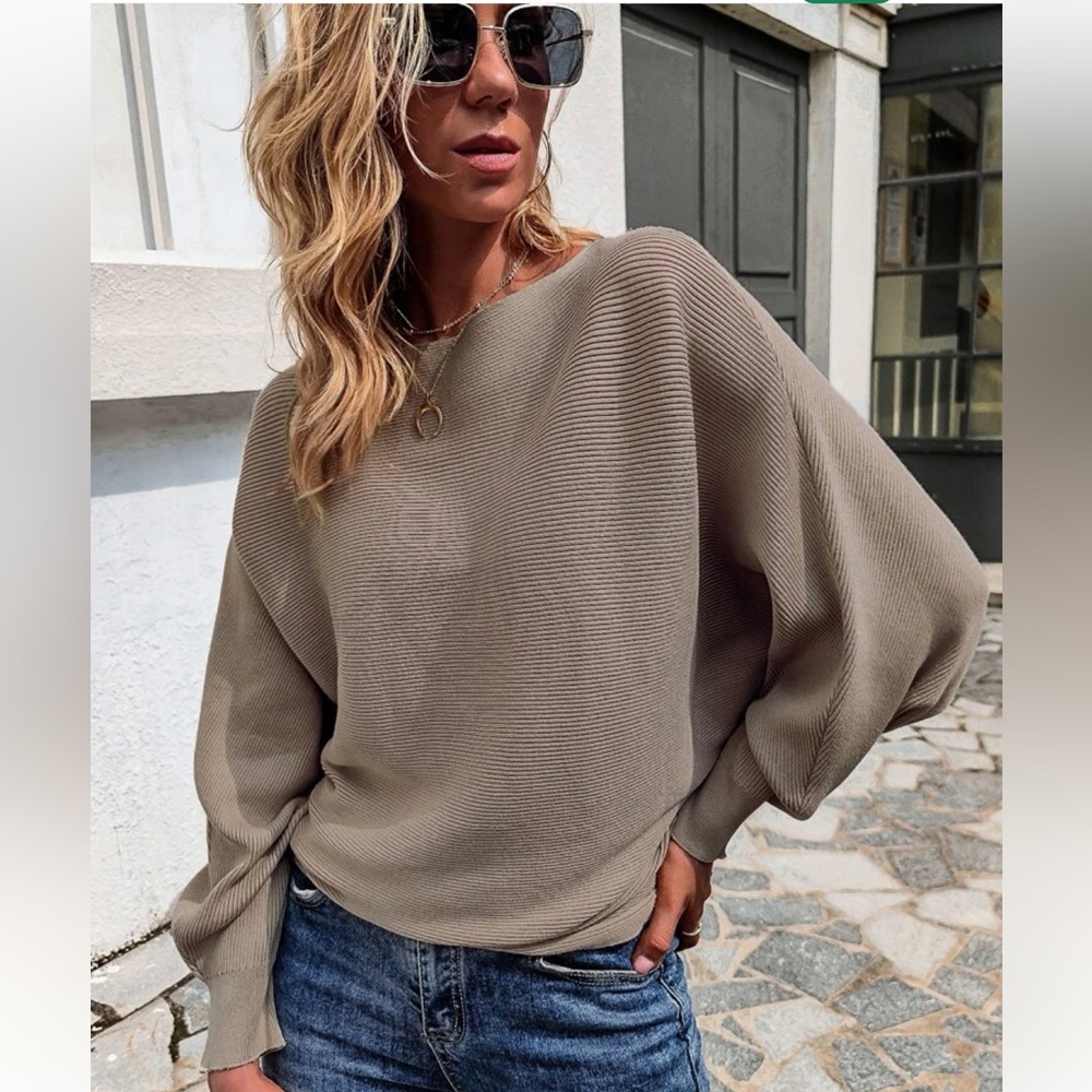 Boat neck batwing sleeve sweater, never worn.